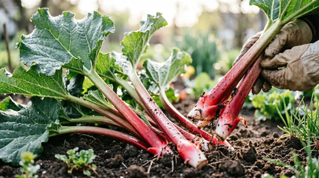 Pull Rhubarb Stalks Don't Cut Them to Prevent Crown Rot